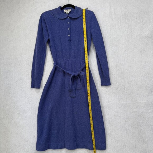 Vintage Talbots Sweater Dress Womens 10 Wool Angora Collared Button Midi 80s - Picture 2 of 8